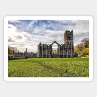 Fountains Abbey North Yorkshire art. English countryside Sticker